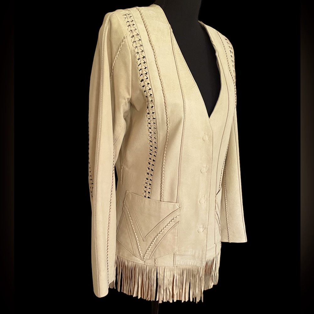 Tan Leather Jacket with Tassels